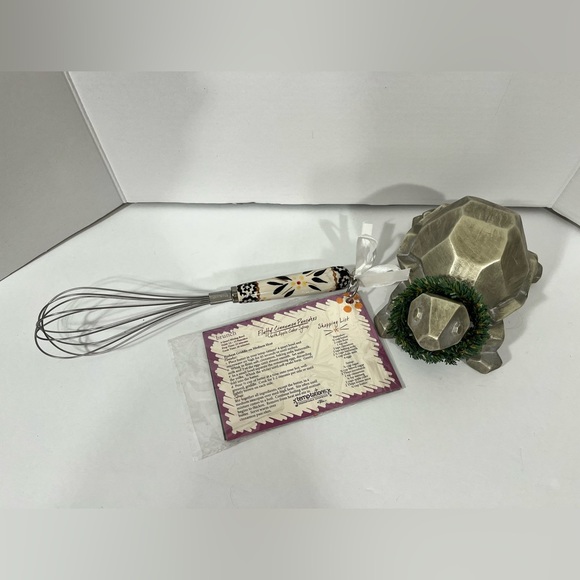 NWT TEMPTATIONS CERAMIC HANDLE STAINLESS STEEL WHISK & RECIPE CARDS - Picture 7 of 9